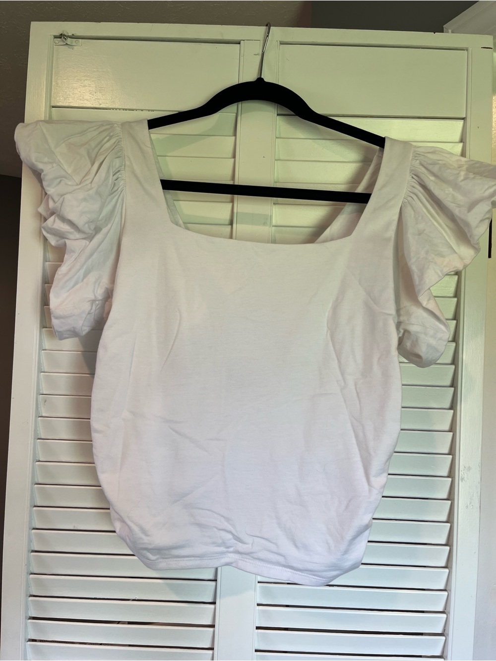 Express White Square Neck Puff Sleeve Top